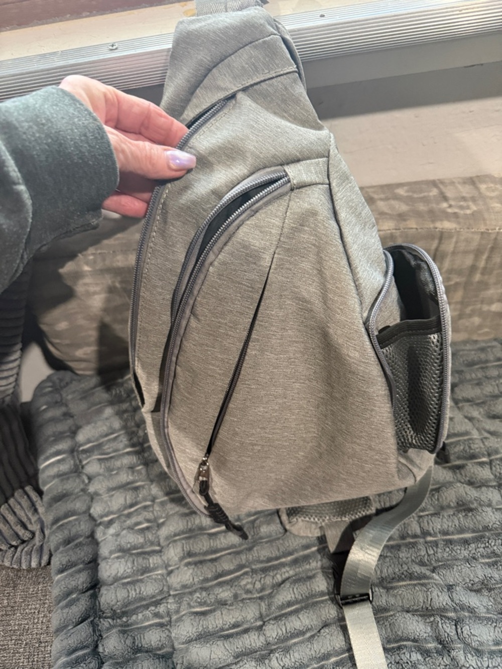 Sling Backpack - Gray Casual Crossbody Bag